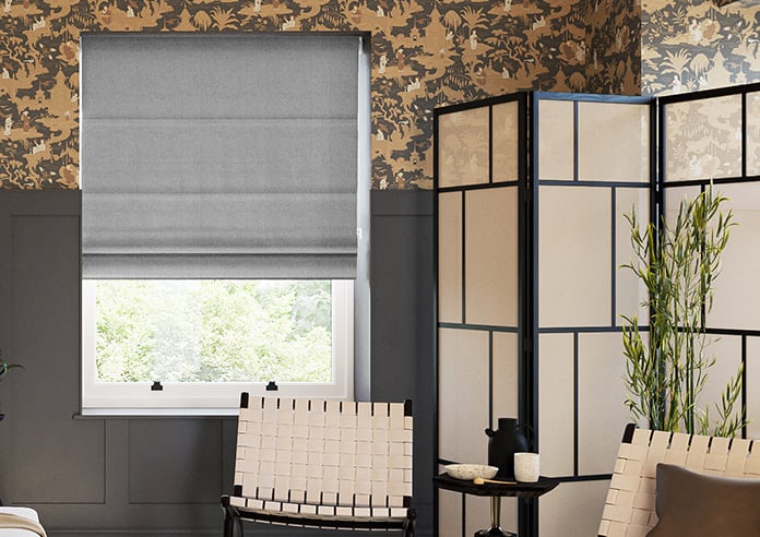 Roslin (Blackout), Koala Grey - Motorised Roman Blind - Image 3